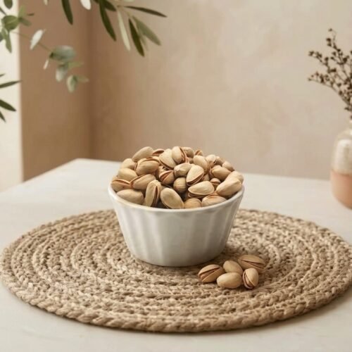 Large iranian pista iran large pistachios in a white ceramic bowl by Oasis Dry Fruits.