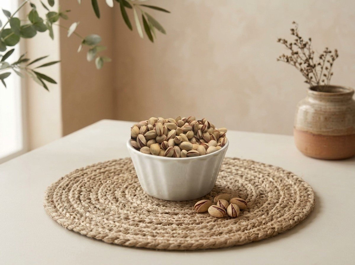 Iranian pista iran pistachios served in a white ceramic bowl by Oasis Dry Fruits.