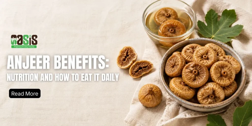 Premium dried anjeer with soaked figs on a linen background for daily nutrition and wellness.
