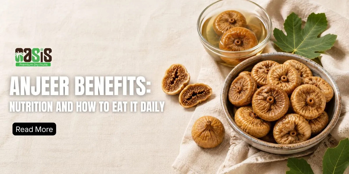 Premium dried anjeer with soaked figs on a linen background for daily nutrition and wellness.