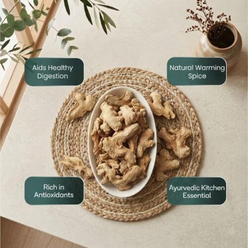 Infographic displaying health benefits of natural Dry Ginger (Loose) by Oasis Dry Fruits.